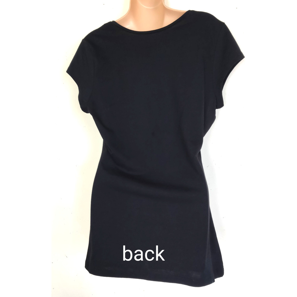 Vintage Y2K Dots Store Black Tshirt Top Basic Stretch NEW NWT Short Sleeves XL - Picture 3 of 12
